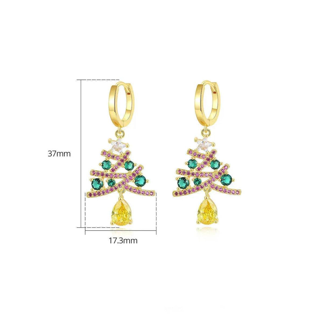 BowLift | New Christmas Tree Earrings With Colorful Rhinestones Fashion Personality Shining Earrings Gift For Women Jewelry