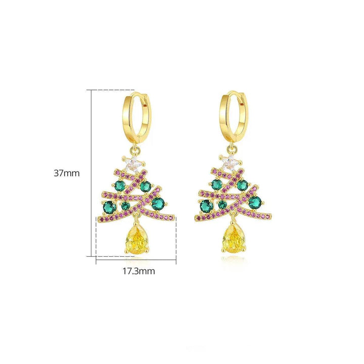 BowLift | New Christmas Tree Earrings With Colorful Rhinestones Fashion Personality Shining Earrings Gift For Women Jewelry