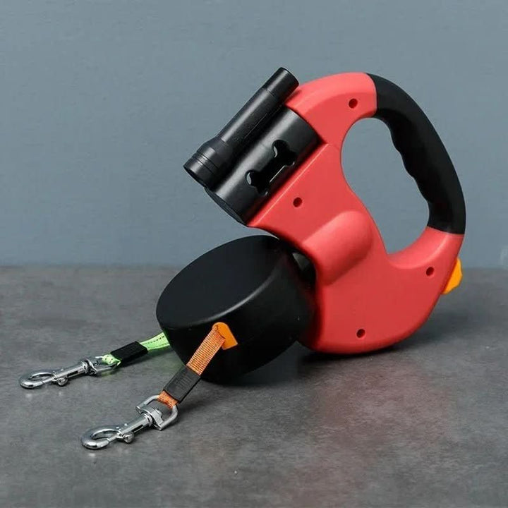 BowLift | Bordeaux Duo – Double lead with LED & bag dispenser for two dogs