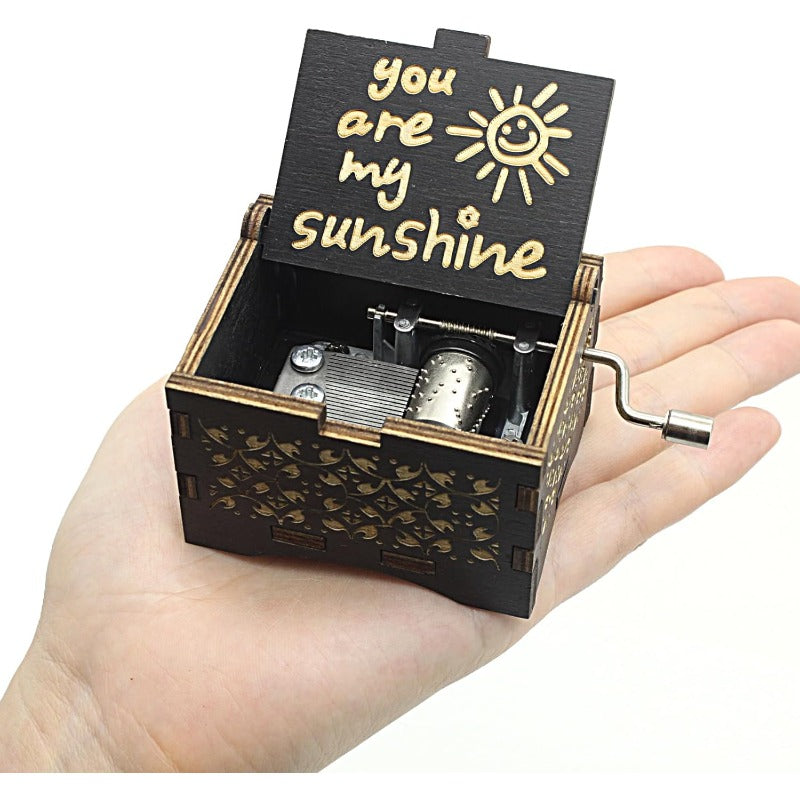 Wooden Hand Crank Music Box Bowlift