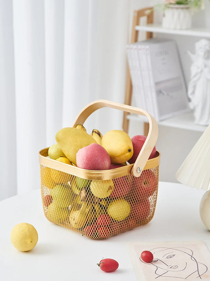 BowLift | Iron Art Fruit Basket with Bamboo Handle