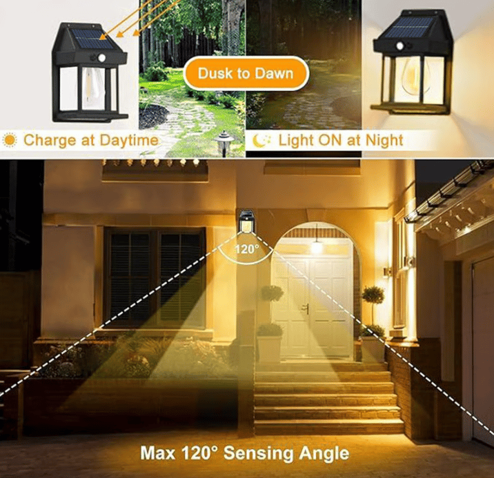 Solar wall light with motion detector | Bowlift