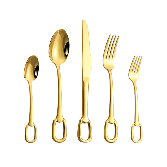 5Pcs Tableware Set Stainless Steel Cutlery Set Elegant Dinnerware Set | Bowlift