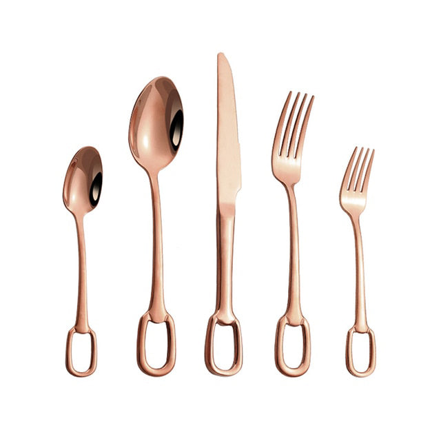 5Pcs Tableware Set Stainless Steel Cutlery Set Elegant Dinnerware Set | Bowlift