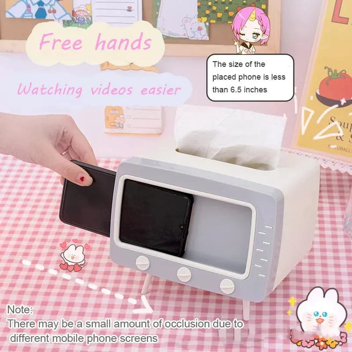 Creative Tv Tissue Box Holder With Phone Holder Bowlift
