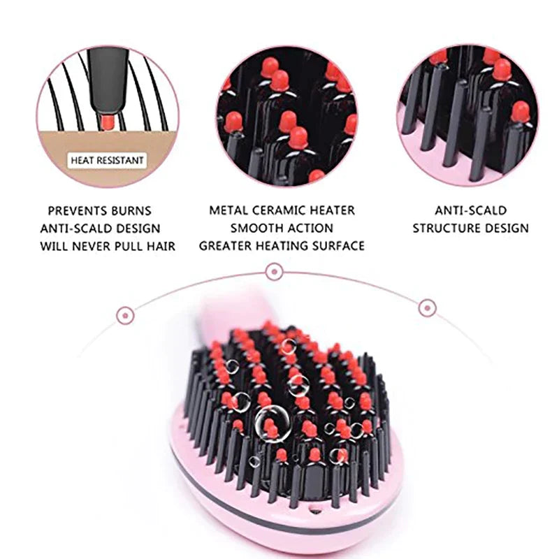 Temperature Display Hair Straightener Brush Bowlift