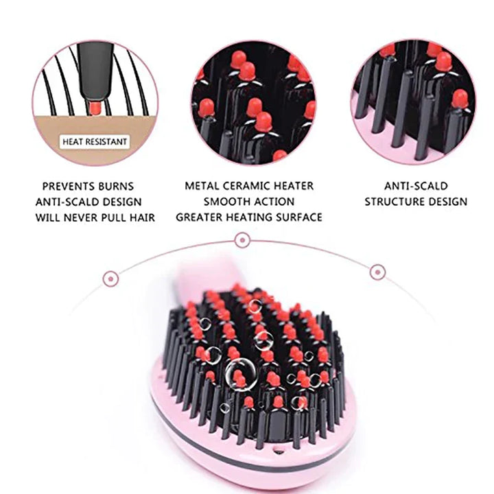 Temperature Display Hair Straightener Brush Bowlift