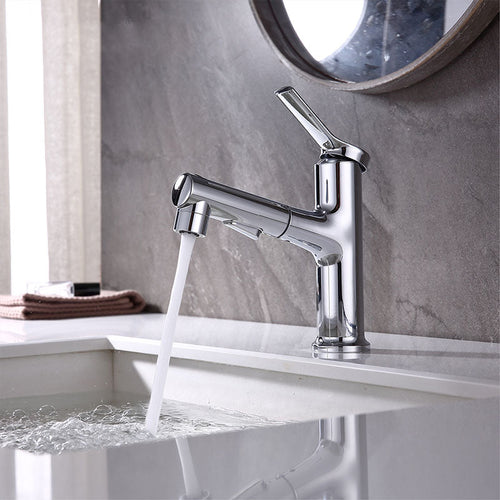 BowLift | Contemporary Single Handle Faucet Retractable Sink Faucet with Lever Handle