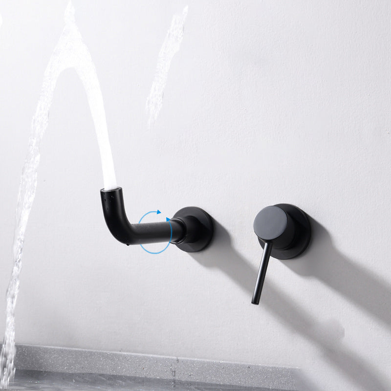 BowLift | Round Single Handle Bathroom Faucet 2-Hole Wall Mounted Bathroom Faucet with Swivel Head