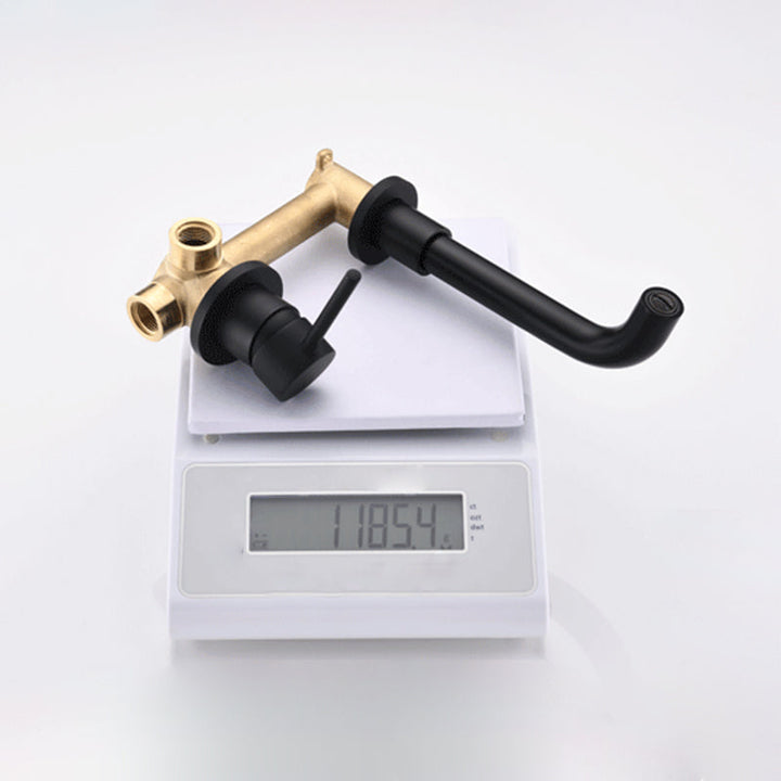 BowLift | Round Single Handle Bathroom Faucet 2-Hole Wall Mounted Bathroom Faucet with Swivel Head