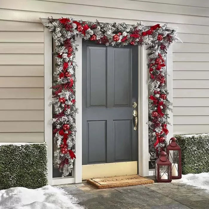 BowLift | Cordless Prelit Holiday Trim | LED Lights, Auto-Timer & Premium Red/White Decor