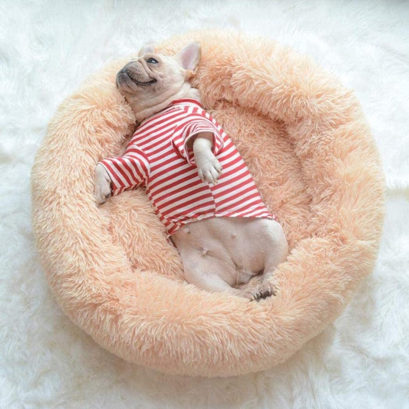 BowLift | Beef Plush Calming Donut Dog Bed for Small to Large Dogs