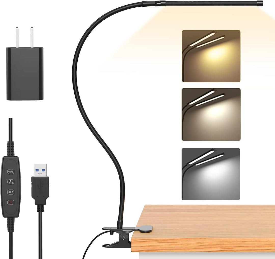 BowLift | 77 LED Desk Clamp Lamp with USB Power & Flexible Gooseneck – Serava