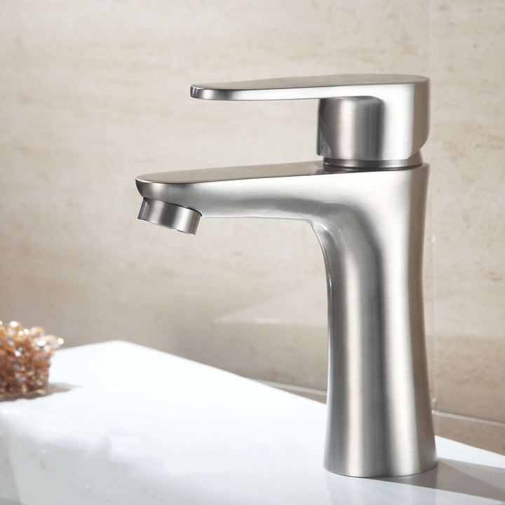 BowLift | Contemporary Stainless Steel Sink Faucet Lever Handles Low Arc Sink Faucet
