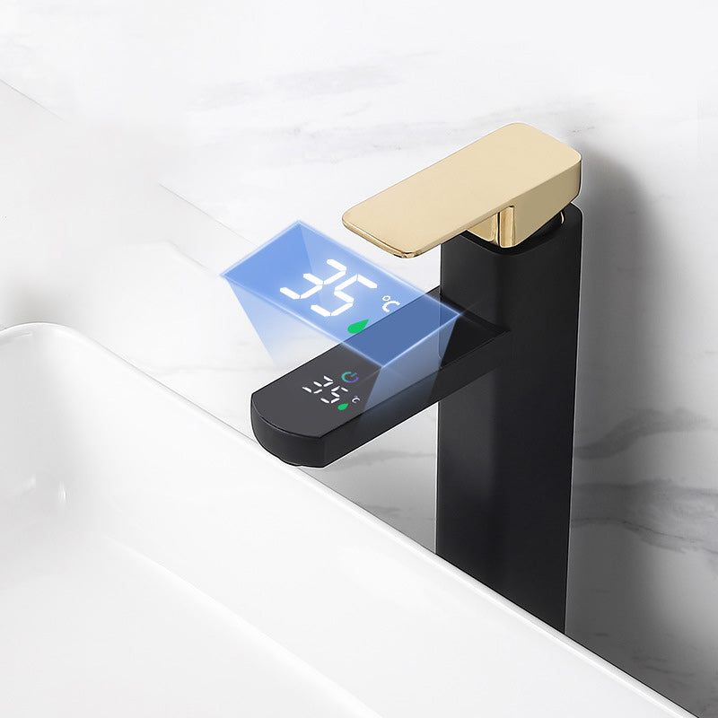 BowLift | Contemporary sink faucet Digital display Monochrome Low arch basin Bathroom sink