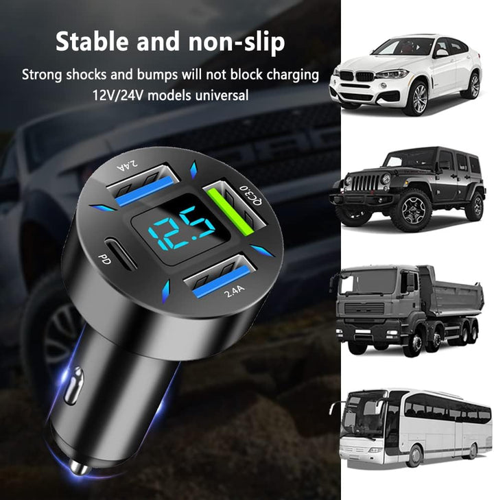 BowLift | Car Charger 66W Super Fast Charging with USB PD & QC 3.0 – Universal for 12-24V Cigarette Lighter
