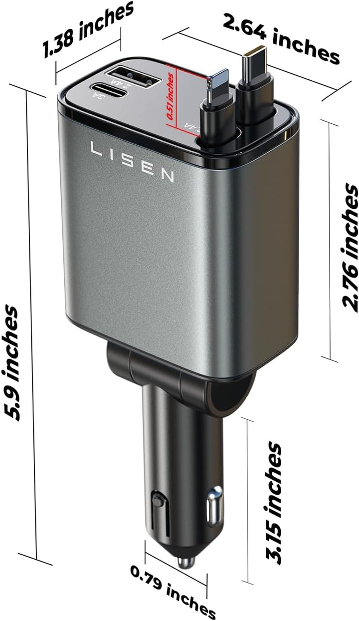 BowLift | Retractable Car Charger 69W USB C