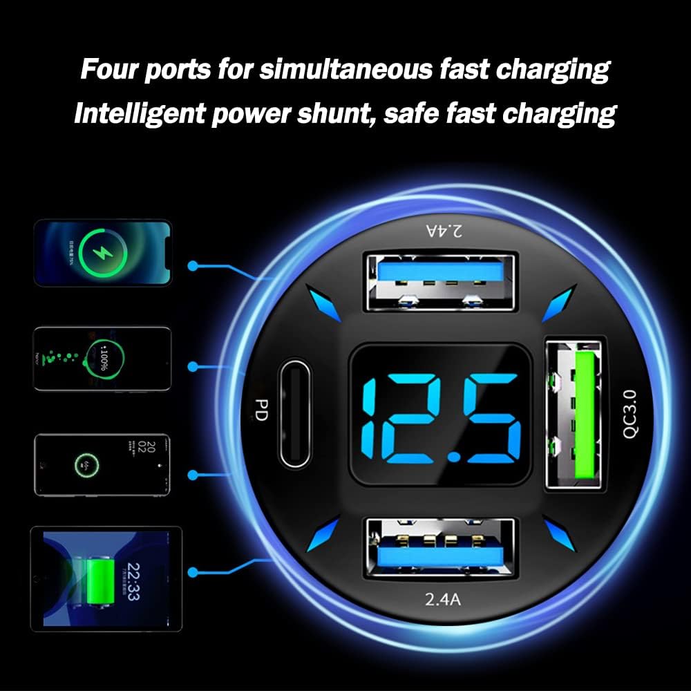 BowLift | Car Charger 66W Super Fast Charging with USB PD & QC 3.0 – Universal for 12-24V Cigarette Lighter