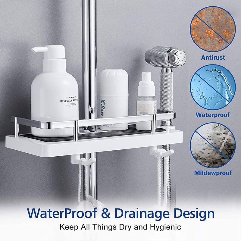 No Drilling Bathroom Pole Shower Storage Rack Holder | Bowlift
