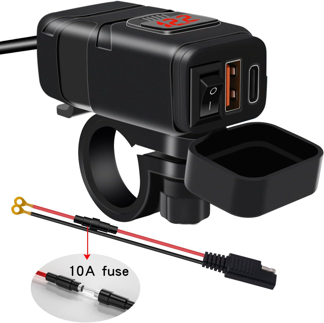 BowLift | Motorcycle USB & Type-C Fast Charger with Voltmeter – Drayvik