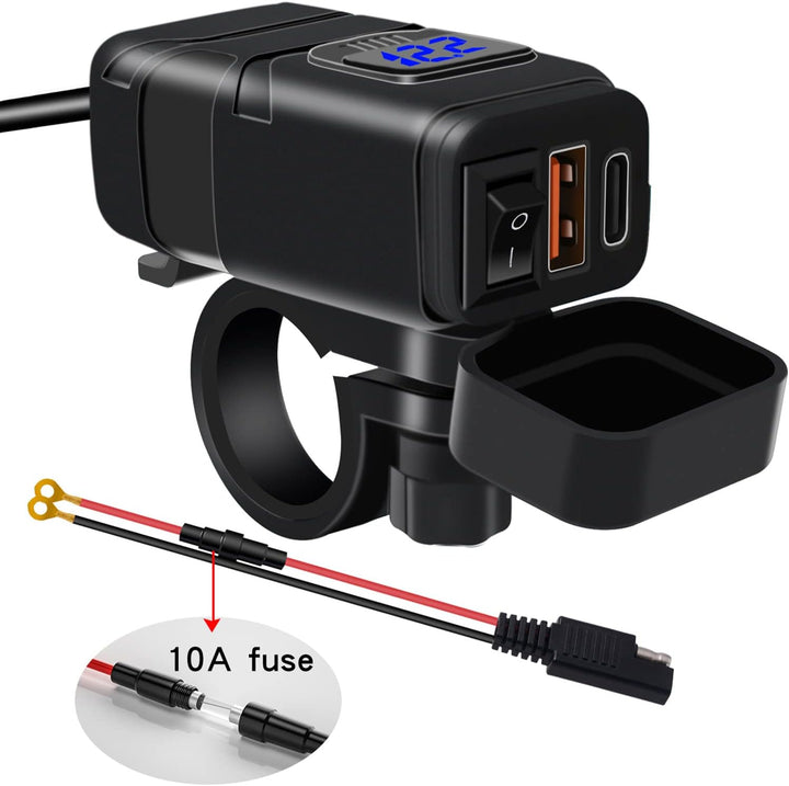BowLift | Motorcycle USB & Type-C Fast Charger with Voltmeter – Drayvik