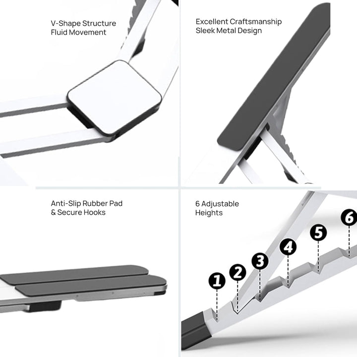 BowLift | Adjustable Laptop Stand – Foldable Cooling Notebook Mount for Office & Travel – Orvane