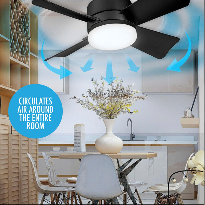 BowLift | LuxeBreeze Portable Ceiling Fan & Light | Elegant 2-in-1 solution with remote control for comfort and style