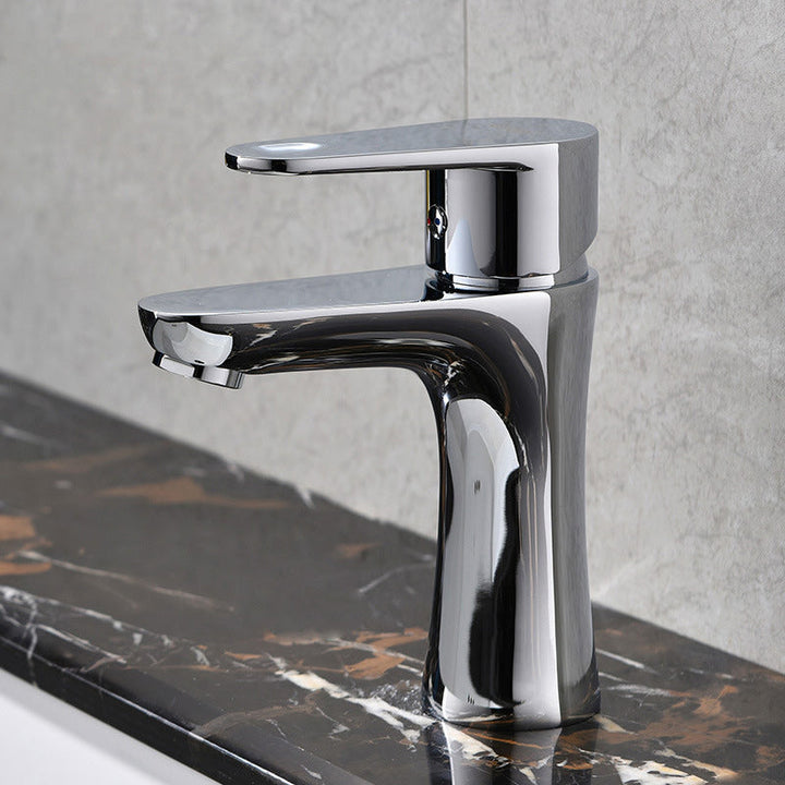 BowLift | Basic Metal Sink Faucet Silver Bathroom Faucet with Lever Handle