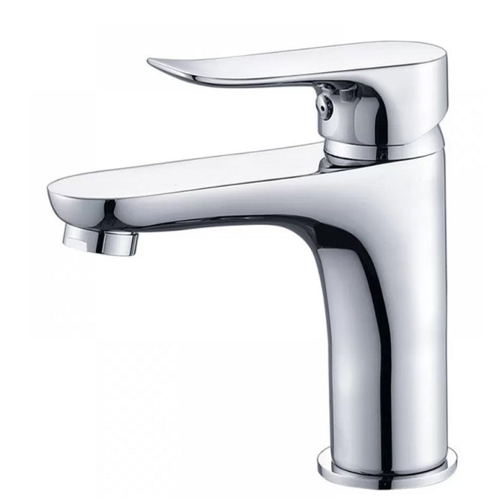 BowLift | Basic Metal Sink Faucet Silver Bathroom Faucet with Lever Handle