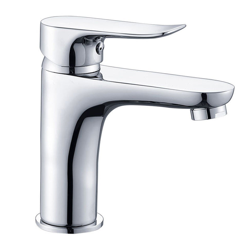 BowLift | Basic Metal Sink Faucet Silver Bathroom Faucet with Lever Handle