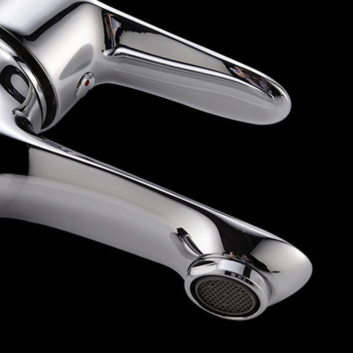 BowLift | Basic Metal Sink Faucet Silver Bathroom Faucet with Lever Handle
