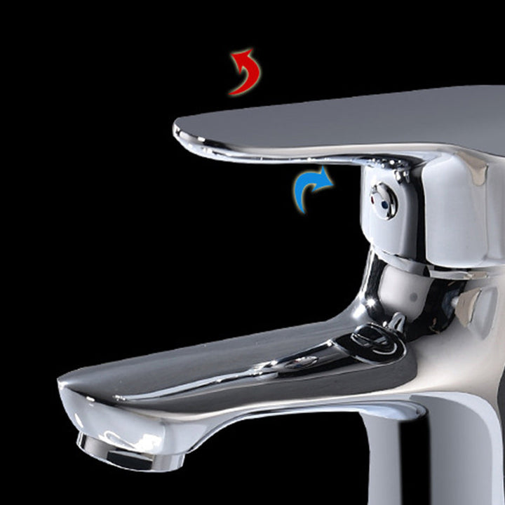 BowLift | Basic Metal Sink Faucet Silver Bathroom Faucet with Lever Handle