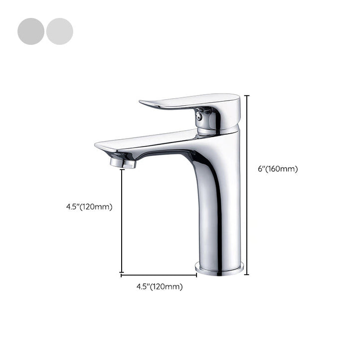 BowLift | Basic Metal Sink Faucet Silver Bathroom Faucet with Lever Handle