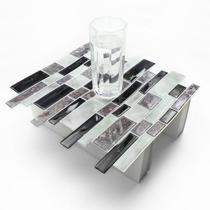 BowLift | 12"x 12" Resin Mosaic Tiles Square Self-adhesive Tiles for Backsplash & Wall Tile