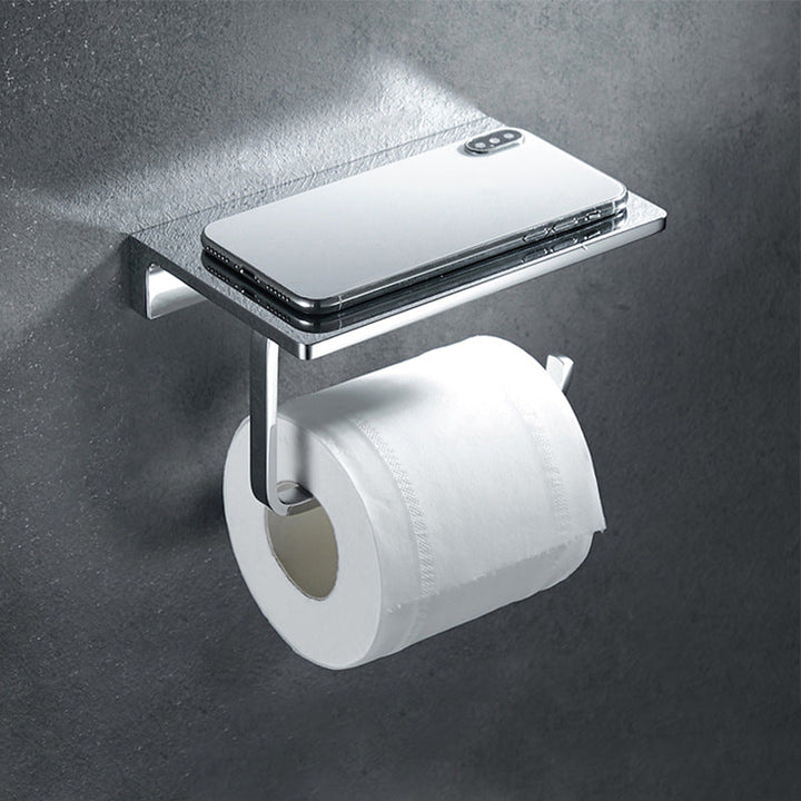 BowLift | Contemporary 2-piece bathroom set made of polished chrome stainless steel toilet paper holder