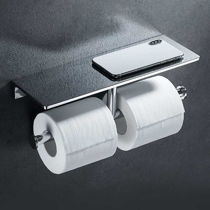 BowLift | Contemporary 2-piece bathroom set made of polished chrome stainless steel toilet paper holder