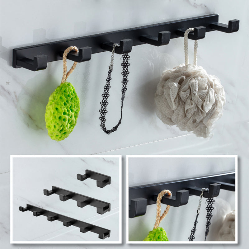 BowLift | Modern Classic Bathroom Accessories Set in Stainless Steel Matte Black Bathrobe Hook/Towel Ring Bar