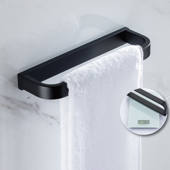 BowLift | Modern Classic Bathroom Accessories Set in Stainless Steel Matte Black Bathrobe Hook/Towel Ring Bar