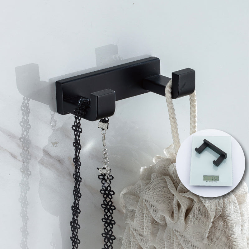 BowLift | Modern Classic Bathroom Accessories Set in Stainless Steel Matte Black Bathrobe Hook/Towel Ring Bar