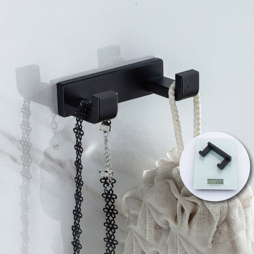 BowLift | Modern Classic Bathroom Accessories Set in Stainless Steel Matte Black Bathrobe Hook/Towel Ring Bar