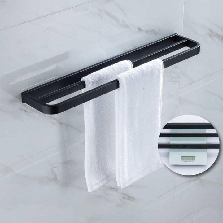 BowLift | Modern Classic Bathroom Accessories Set in Stainless Steel Matte Black Bathrobe Hook/Towel Ring Bar