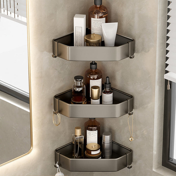 BowLift | Contemporary Aluminum Bathroom Accessory Set Gray Bath Shelf