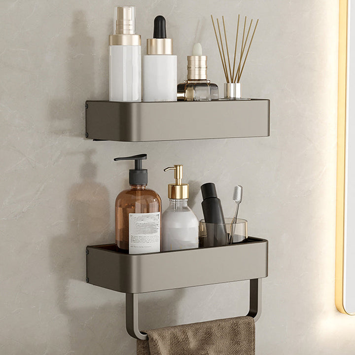 BowLift | Contemporary Aluminum Bathroom Accessory Set Gray Bath Shelf