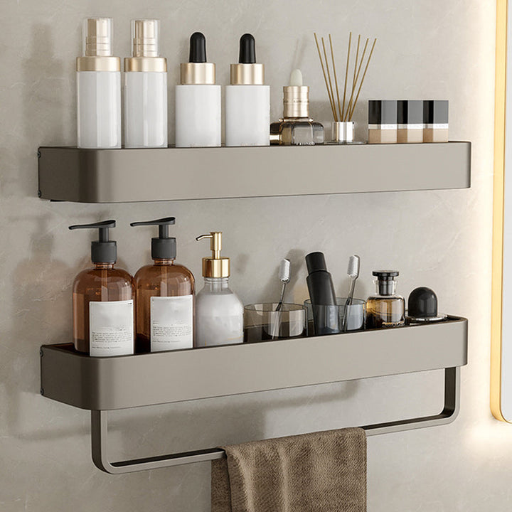 BowLift | Contemporary Aluminum Bathroom Accessory Set Gray Bath Shelf
