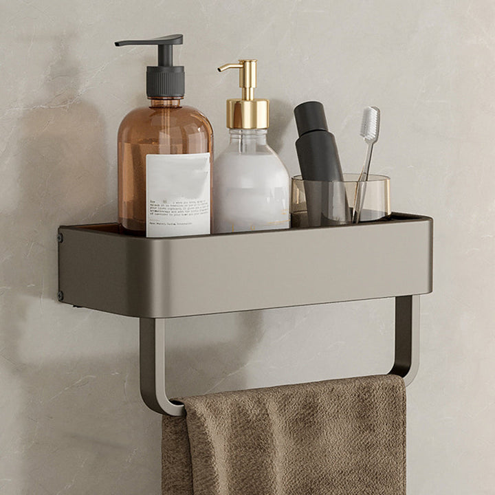 BowLift | Contemporary Aluminum Bathroom Accessory Set Gray Bath Shelf