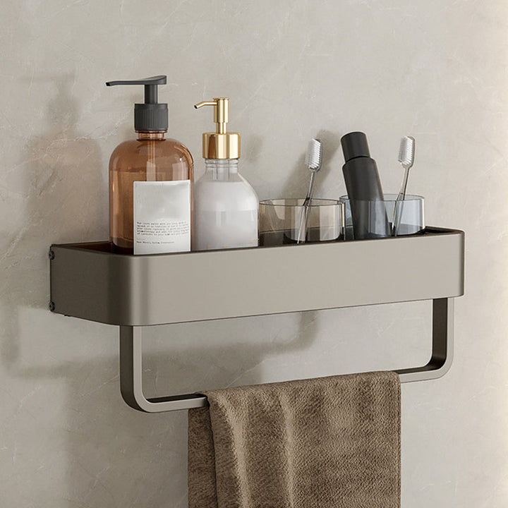 BowLift | Contemporary Aluminum Bathroom Accessory Set Gray Bath Shelf