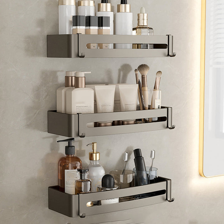 BowLift | Contemporary Aluminum Bathroom Accessory Set Gray Bath Shelf
