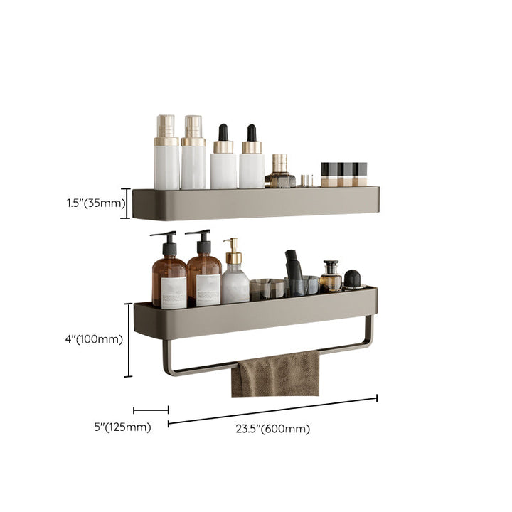 BowLift | Contemporary Aluminum Bathroom Accessory Set Gray Bath Shelf
