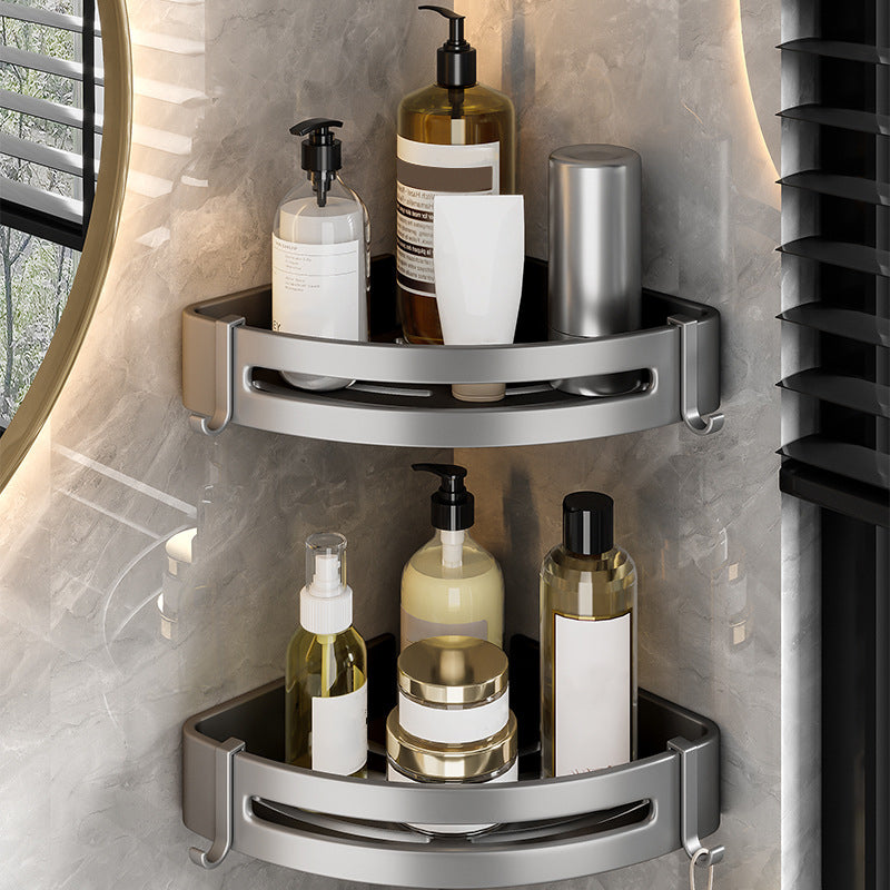 BowLift | Contemporary Bathroom Accessory Set Gray Aluminum Bathroom Shelf/Towel Rack/Bathtub Hook