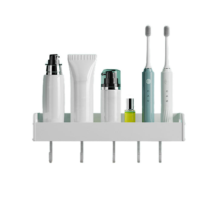 BowLift | 2-piece modern bathroom accessory set White rectangular bath shelf